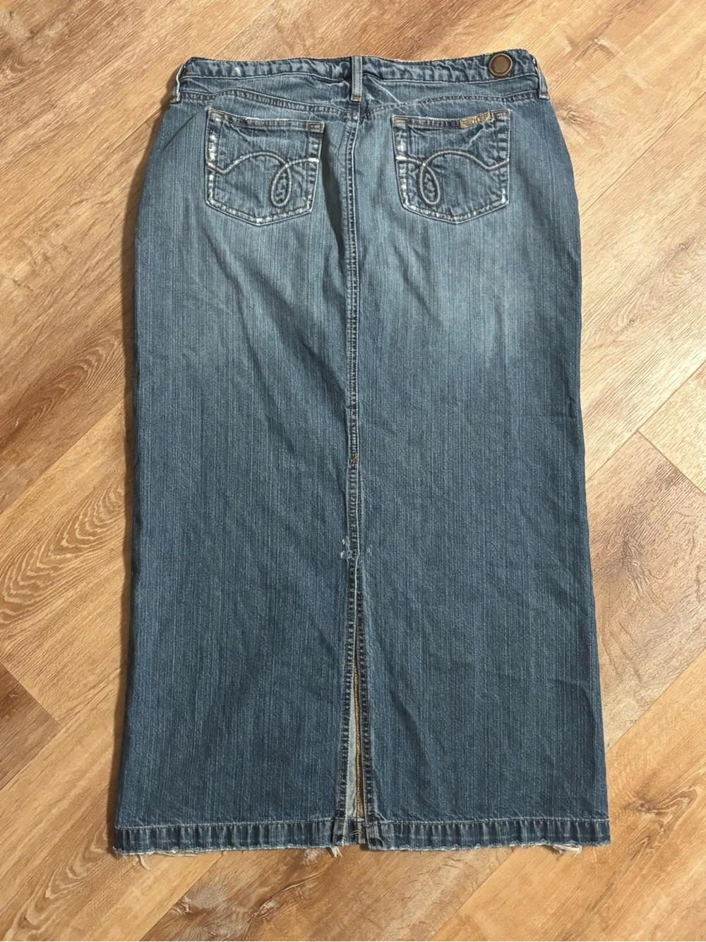 Denim jean maxi skirt Y2K Hint Jeans size 11 women’s 100% cotton 36”